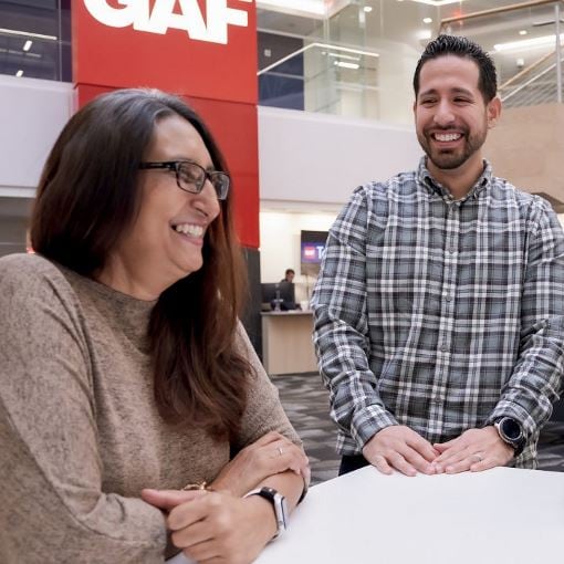 Male and female employee at GAF corporate headquarters in NJ
