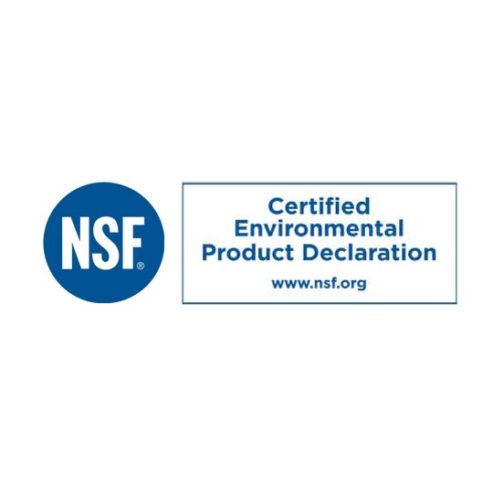 NSF logo, certified environmental product declaration