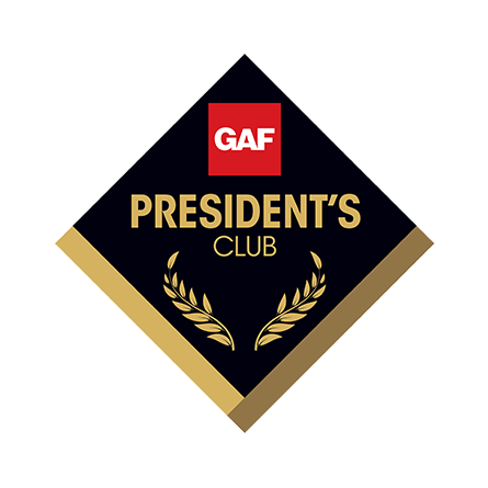 GAF President’s Club Award roofing contractor diamond