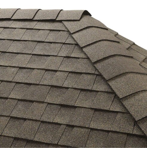 Close-up of TimberTex ridge cap shingle made in America by GAF