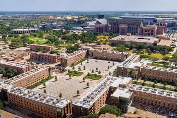 University school buildings with new roofs using GAF commercial roofing products