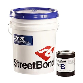 Bucket of StreetBond pavement coating