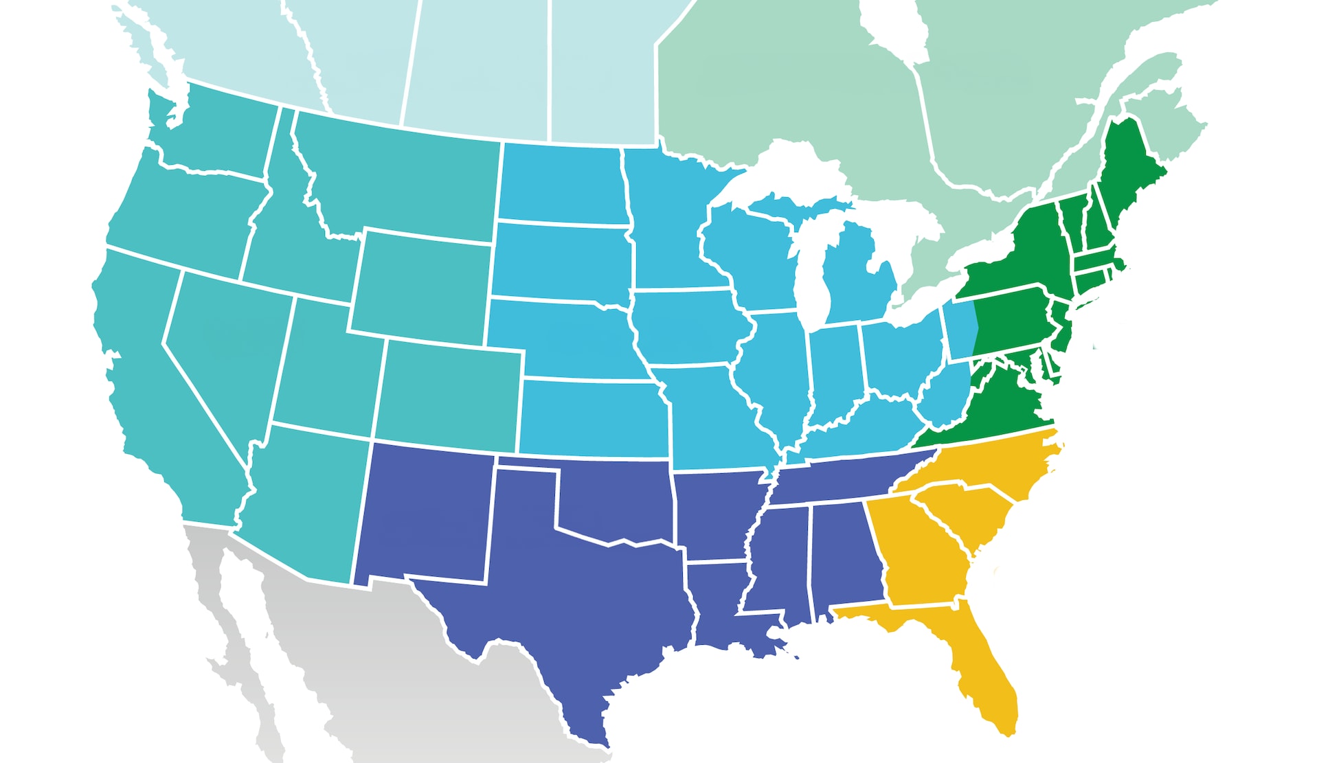 GAF Commercial customer care regionalized territory map