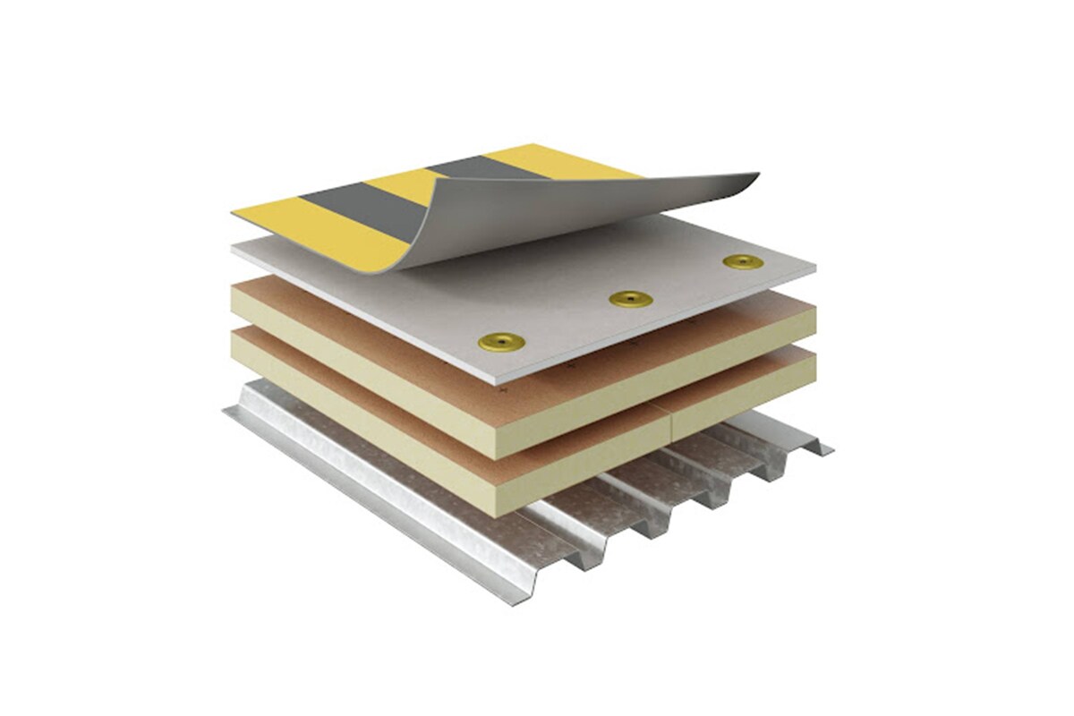 Components of the GAF commercial roofing system used on the redesigned Austin Hose headquarters