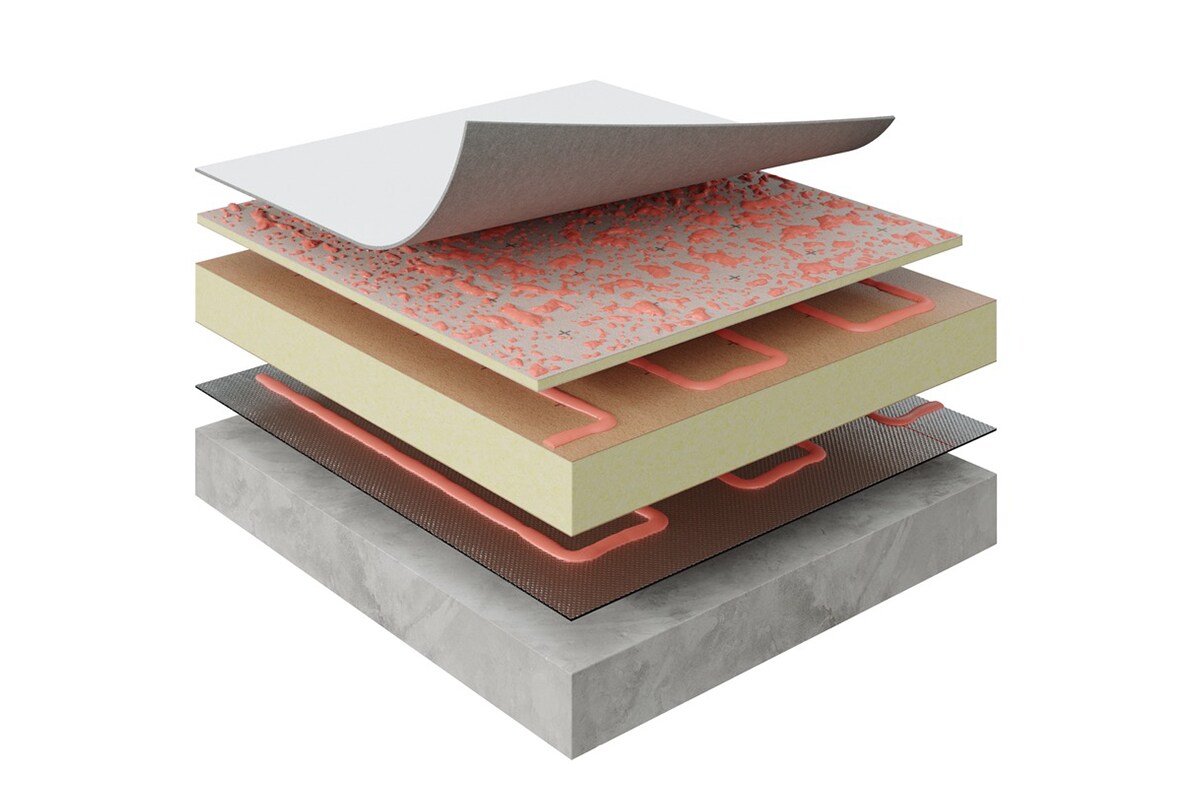 Layers of commercial roofing materials used on GAF Headquarters