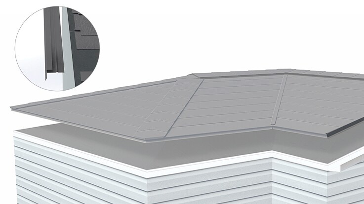 Rake edge flashing component in the TimberSteel™ Premium Metal roofing system