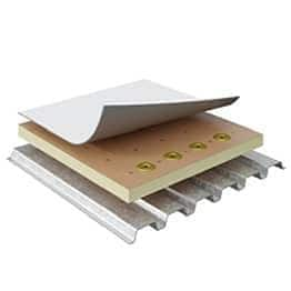 Layered components of the PVC Smooth Induction Welded roof system. 