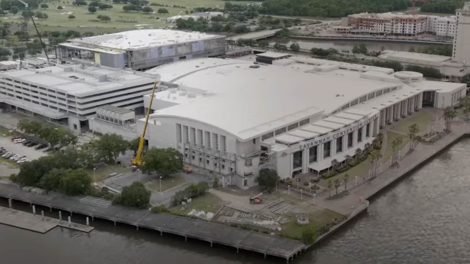 Savannah Convention Center roof installation process with GAF roofing materials