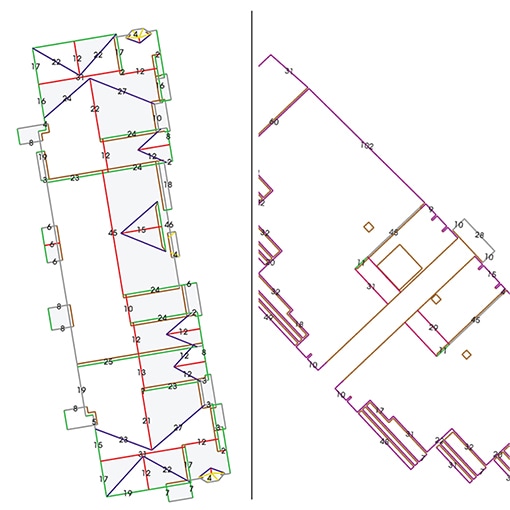 Drawings of QuickMeasure roof measurements