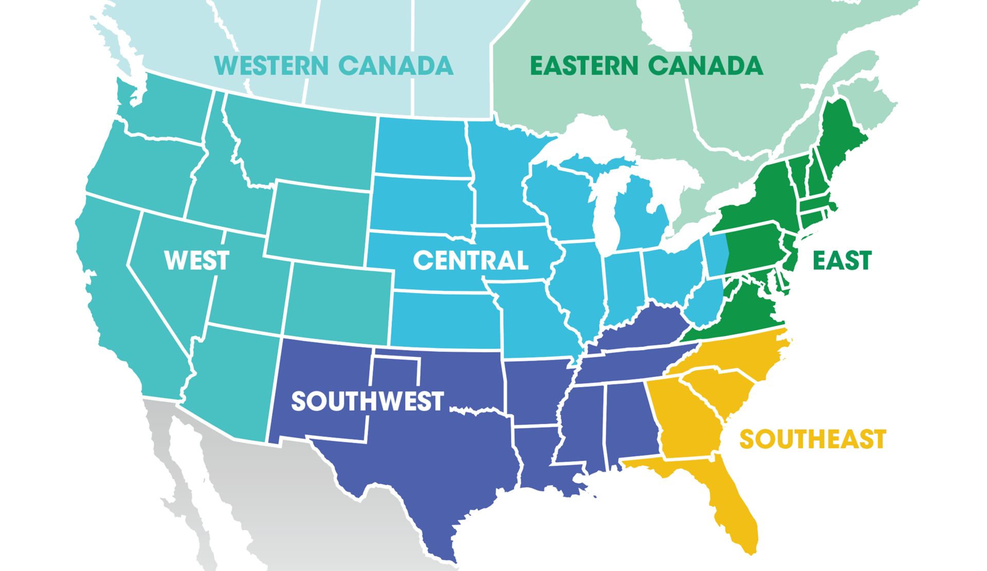 GAF Commercial customer care regionalized territory map