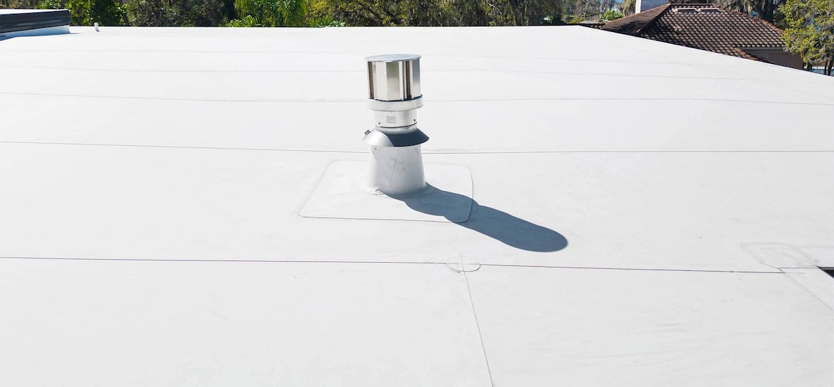 TPO vent boot by GAF on flat roof home