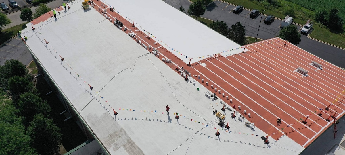 The Orland Park Sportsplex with GAF Multi-Purpose Primer on full roof