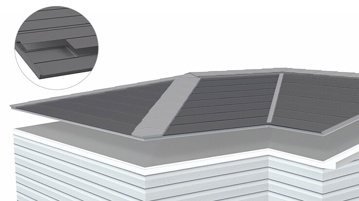 Close-up of metal field shingle layer in the TimberSteel™ Premium Metal roofing system